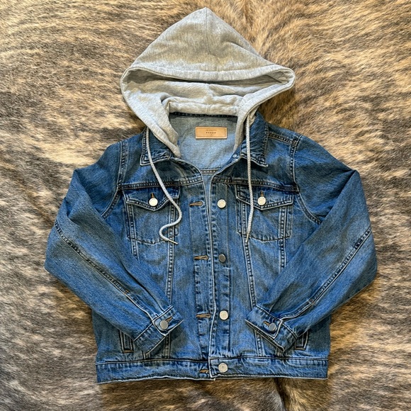 BLANK NYC Jean Jacket with removable hoodie - medium denim wash - Picture 1 of 8